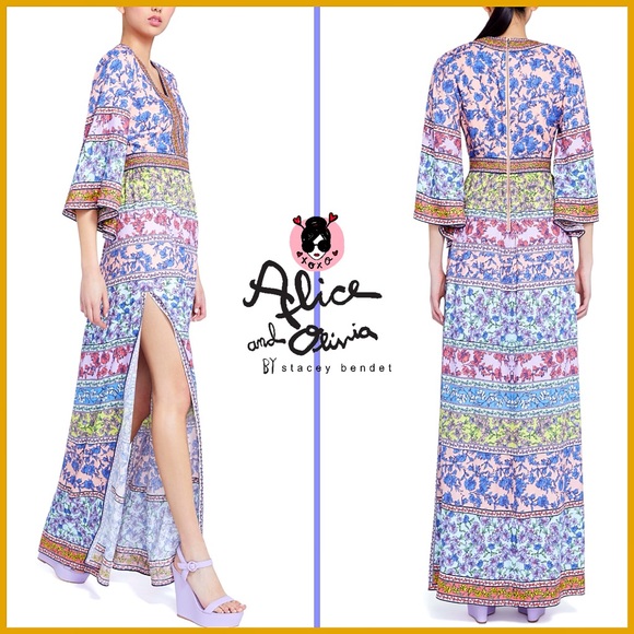 Alice + Olivia Dresses & Skirts - Alice + Olivia Lena Floral Embroidered Kimono Maxi Dress